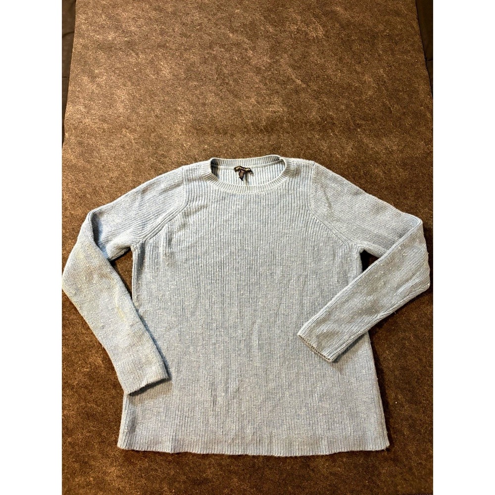 Eileen Fisher Blue Rib-Knit Crew Neck Raglan Long Sleeve Sweater 2XS
